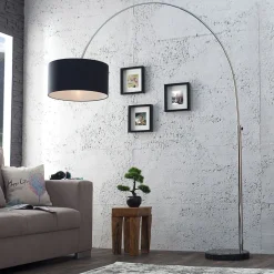 Retro Lampen|Designerlampen*Invicta Interior Elegant Standlampe Retro Chrom Schwarz 180cm