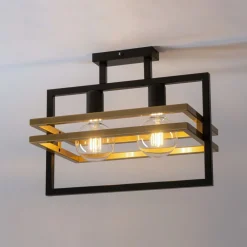 Sigma Elegante Deckenleuchte Schwarz Gold E27 40,5 cm lang< Deckenleuchten|Schlafzimmer Lampen