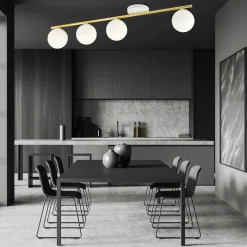 Deckenleuchten|Flurlampen*Emibig Elegante Deckenleuchte Weiß Gold 100 cm lang BEPPE