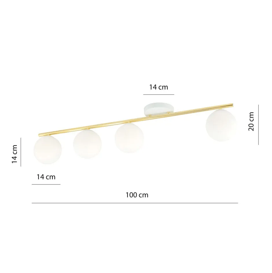 Deckenleuchten|Flurlampen*Emibig Elegante Deckenleuchte Weiß Gold 100 cm lang BEPPE