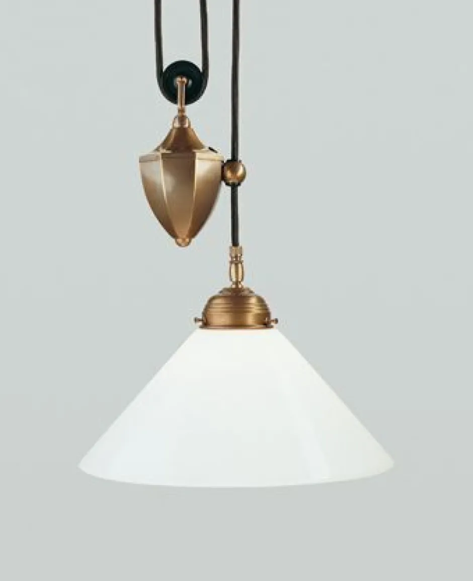 Berliner Messingleuchten Elegante Hängelampe Berliner Messing Glas E27 Ø30 cm< Hängelampen|Bürolampen