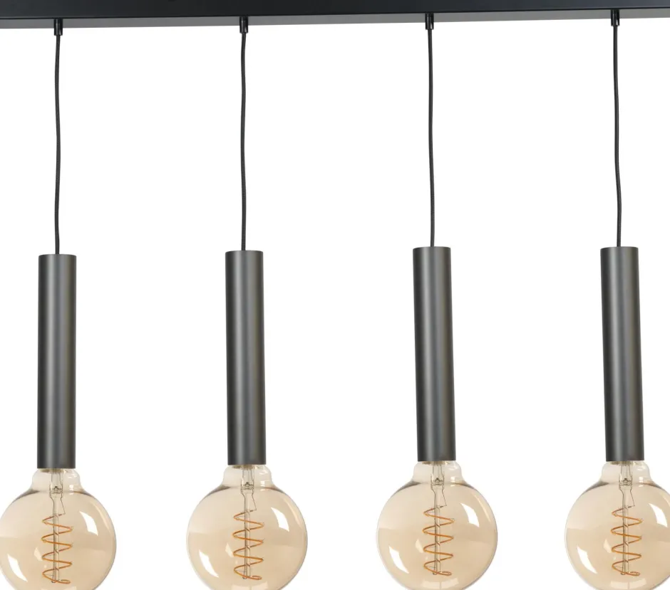 Hängelampen|Wohnzimmerlampen*Masterlight Elegante Hängelampe Esstisch Schwarz für 4x E27 Metall