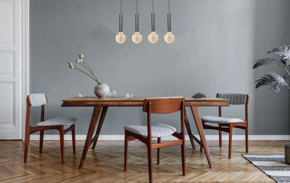 Hängelampen|Wohnzimmerlampen*Masterlight Elegante Hängelampe Esstisch Schwarz für 4x E27 Metall