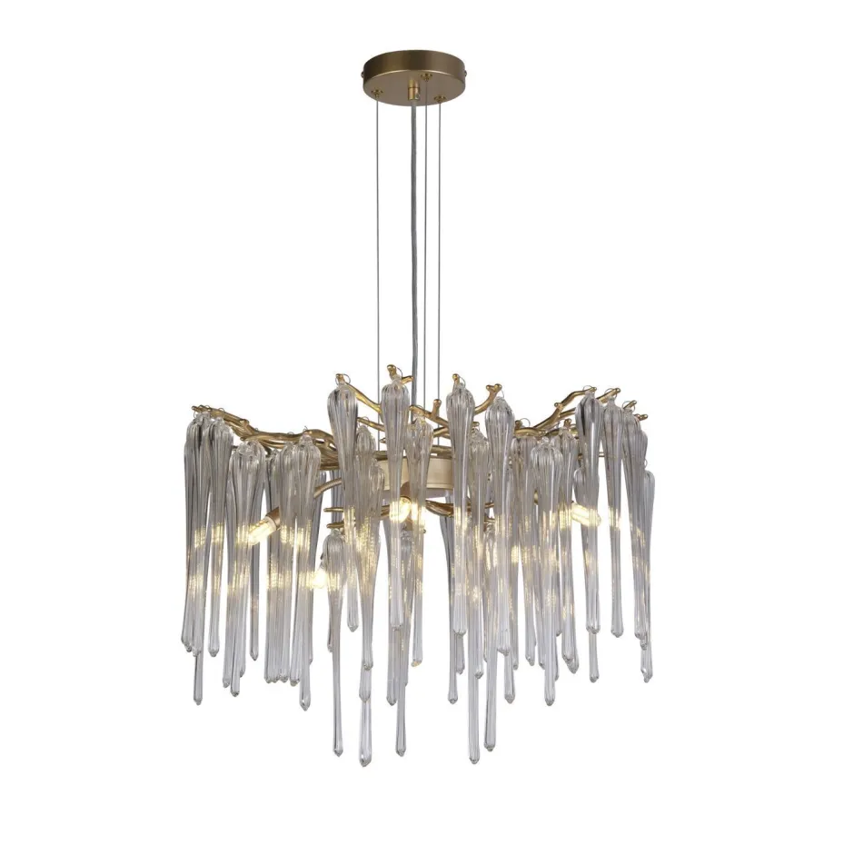 Wohnzimmerlampen|Esszimmer Lampen*Searchlight Elegante Hängelampe in Gold Glaszapfen L:50 cm G9