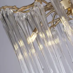 Wohnzimmerlampen|Esszimmer Lampen*Searchlight Elegante Hängelampe in Gold Glaszapfen L:50 cm G9