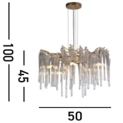 Wohnzimmerlampen|Esszimmer Lampen*Searchlight Elegante Hängelampe in Gold Glaszapfen L:50 cm G9