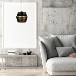 Hängelampen|Bürolampen*Belis Elegante Hängelampe Metall Schwarz Gold E27 Ø20 cm