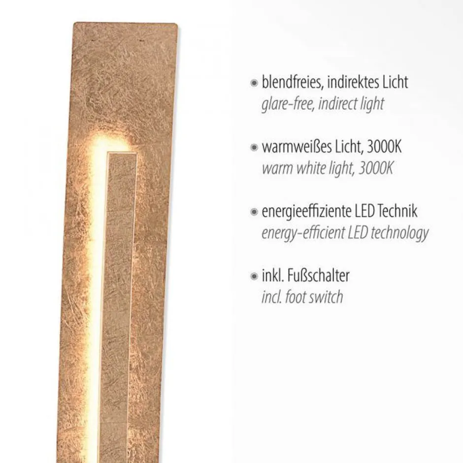 Wohnzimmerlampen|Metall Lampen*Paul Neuhaus Elegante LED Stehlampe warmweiß 141 cm in Blattgold