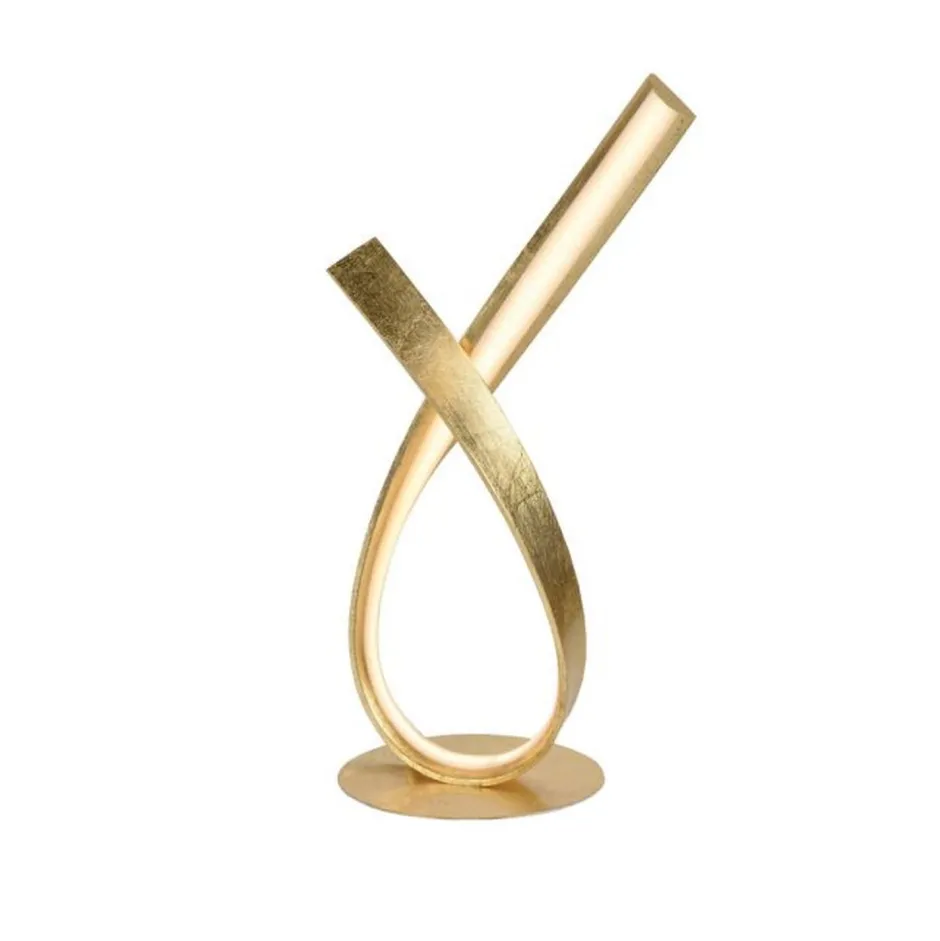 Paul Neuhaus Elegante LED Tischlampe in Blattgold 38,5 cm dimmbar< Wohnzimmerlampen|Schlafzimmer Lampen