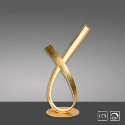 Paul Neuhaus Elegante LED Tischlampe in Blattgold 38,5 cm dimmbar< Wohnzimmerlampen|Schlafzimmer Lampen