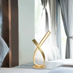 Paul Neuhaus Elegante LED Tischlampe in Blattgold 38,5 cm dimmbar< Wohnzimmerlampen|Schlafzimmer Lampen