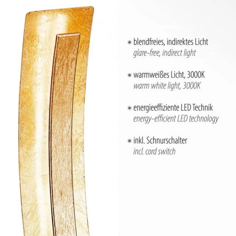 Wohnzimmerlampen|Schlafzimmer Lampen*Paul Neuhaus Elegante LED Tischlampe warmweiß 40,5 cm in Blattgold