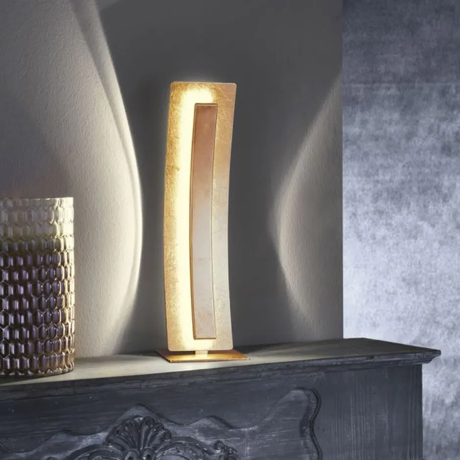 Wohnzimmerlampen|Schlafzimmer Lampen*Paul Neuhaus Elegante LED Tischlampe warmweiß 40,5 cm in Blattgold