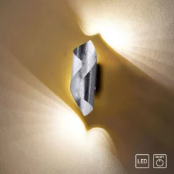 Paul Neuhaus Elegante LED Wandleuchte Schalter 3000 K in Blattsilber< Flurlampen|Wohnzimmerlampen