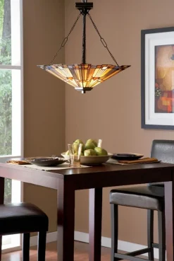 Elstead Elegante Tiffany Pendelleuchte Buntglas kürzbar< Hängelampen|Esszimmer Lampen