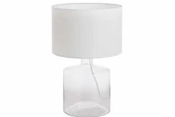 Invicta Interior Elegante Tischleuchte AQUAMENTI Weiß Glas Stoff< Moderne Lampen|Glaslampen