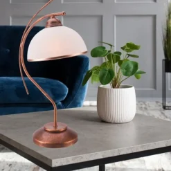 Lamkur Elegante Tischleuchte KALONA Braun Jugendstil 49cm< Glaslampen|Jugendstil Lampen