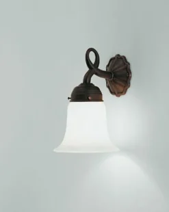 Berliner Messingleuchten Elegante Wandlampe Echt-Messing Glas E27 dekorativ< Wohnzimmerlampen|Metall Lampen