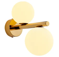Jupiter Elegante Wandlampe Messing Glas in Gold Weiß G9 T:24 cm< Wandleuchten|Schlafzimmer Lampen