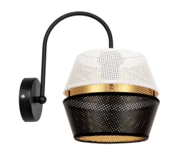 Belis Elegante Wandlampe Metall Schwarz Weiß Gold H:25 cm E27< Wohnzimmerlampen|Küchenlampen