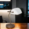 Tischlampen|Bürolampen*Giovanni Battista Exklusive Bankerlampe in Bronze Antik Weiß Echt-Messing
