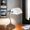 Tischlampen|Bürolampen*Giovanni Battista Exklusive Bankerlampe Messing in Bronze Antik Weiß