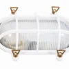 Lido Feuchtraumleuchte oval Messing Glas E27 IP64 24 cm breit Weiß< Außenwandleuchten|Feuchtraumleuchten