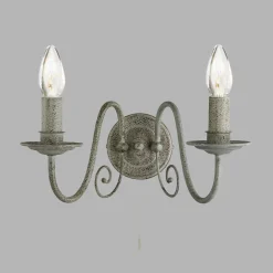 Wandleuchten|Wohnzimmerlampen*Searchlight Filigrane Wandleuchte mit Schalter Grau 2x E14 Metall