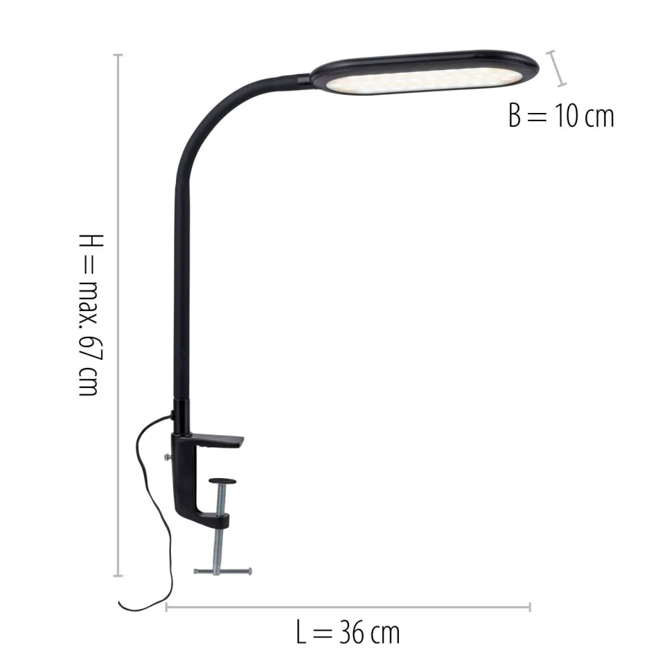 Just Light Flexible LED Klemmleuchte Schwarz 3000-6000 K dimmbar< Bürolampen|Schlafzimmer Lampen