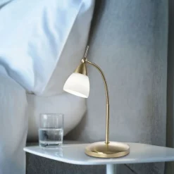 Wohnzimmerlampen|Schlafzimmer Lampen*Paul Neuhaus Flexible LED Tischlampe in Messing Glas 3 W dimmbar