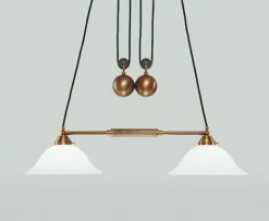 Berliner Messingleuchten Flexible Pendelleuchte Berliner Messing Glas E27 83 cm< Hängelampen|Bürolampen