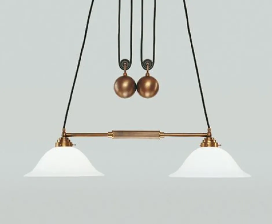 Berliner Messingleuchten Flexible Pendelleuchte Berliner Messing Glas E27 83 cm< Hängelampen|Bürolampen