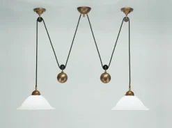 Berliner Messingleuchten Flexible Pendelleuchte Jugendstil Messing Glas 2-flmg< Hängelampen|Bürolampen