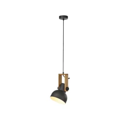 Just Light Flexible Pendelleuchte Schwarz Holz Metall E27 L:26 cm< Hängelampen|Bürolampen