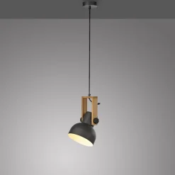 Just Light Flexible Pendelleuchte Schwarz Holz Metall E27 L:26 cm< Hängelampen|Bürolampen