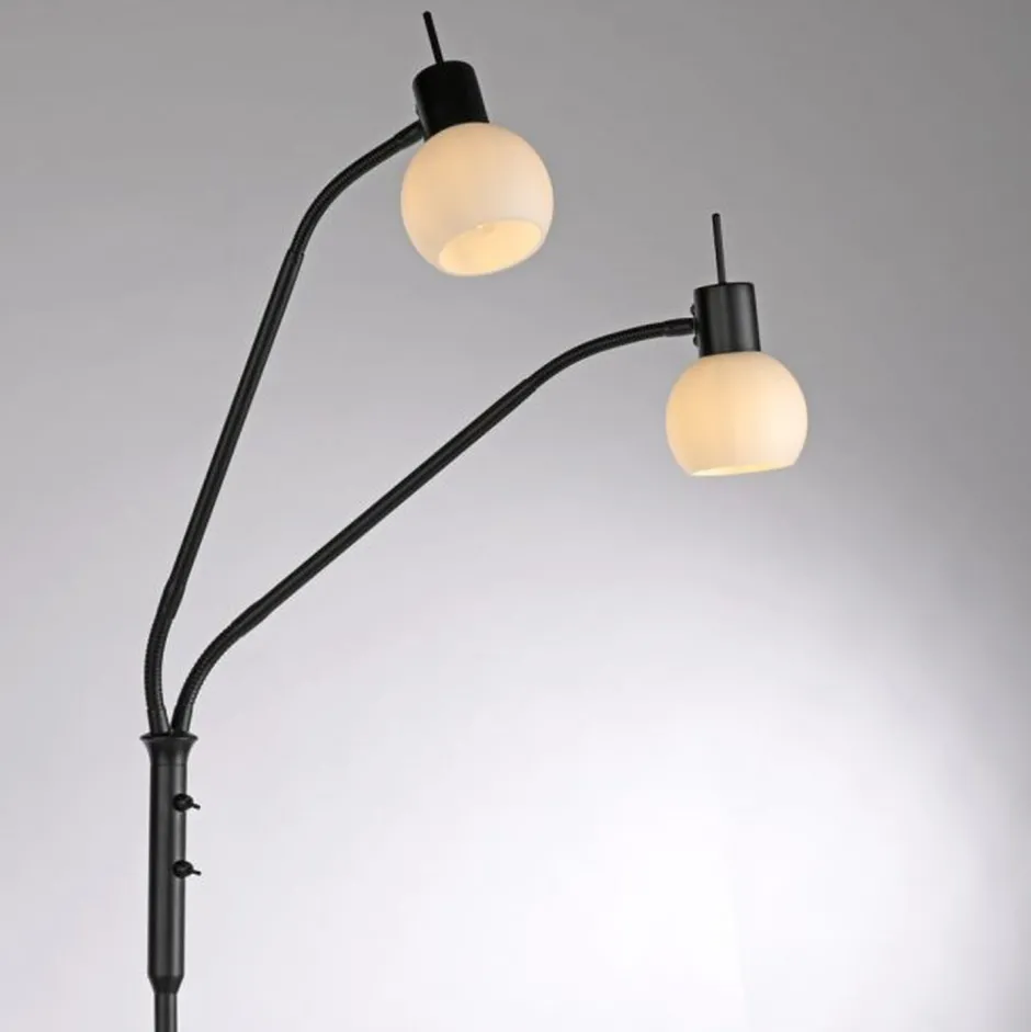 Just Light Flexible Stehleuchte Glas Metall 170 cm inkl E14 3000 K< Wohnzimmerlampen|Metall Lampen