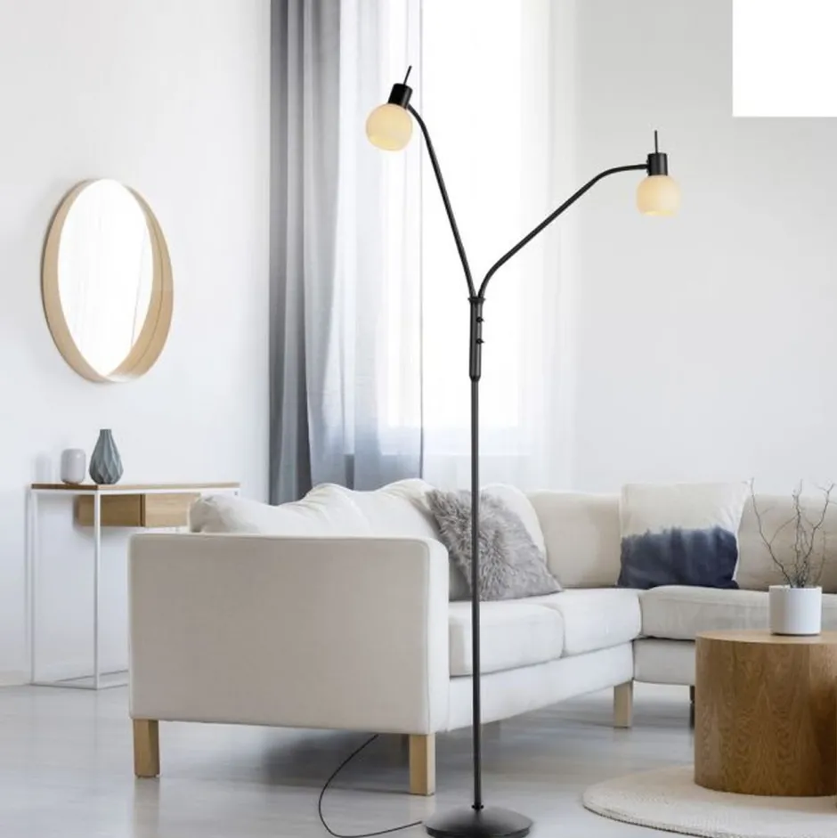 Just Light Flexible Stehleuchte Glas Metall 170 cm inkl E14 3000 K< Wohnzimmerlampen|Metall Lampen