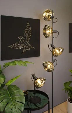 Wohnzimmerlampen|Glaslampen*Eco-Light Flexible Tischlampe Glas E14 35,3 cm Schwarz Rauchgrau