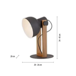 Just Light Flexible Tischlampe Holz Metall E27 45 cm Industrial< Wohnzimmerlampen|Schlafzimmer Lampen