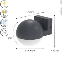 Eco-Light Flexibler Außenspot Anthrazit B:10 cm E27 IP54 blendarm< Metall Lampen|Led Außenleuchten