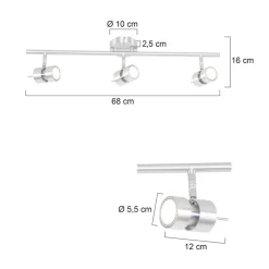 Steinhauer Flexibler Deckenspot in Stahl inkl. GU10 3-flammig< Deckenleuchten|Flurlampen
