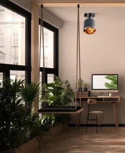 Belis Flexibler Deckenspot Stoff Grau Gold Ø15 cm blendarm< Spots|Flurlampen