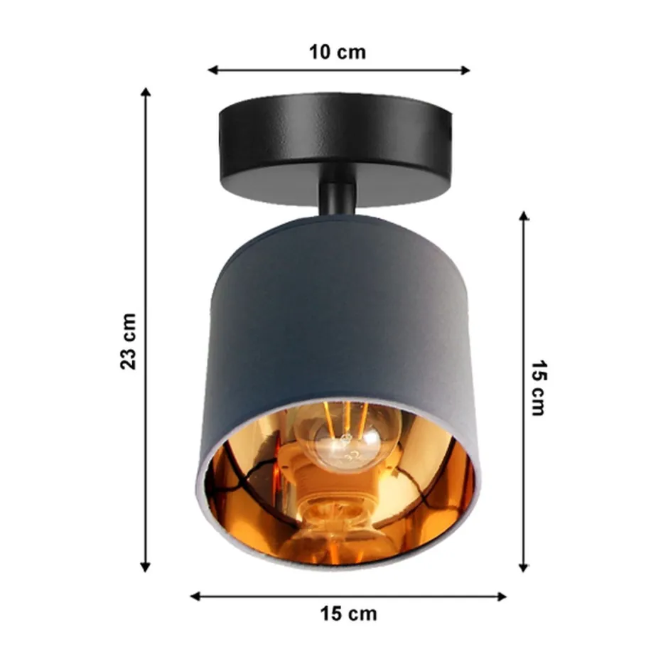 Belis Flexibler Deckenspot Stoff Grau Gold Ø15 cm blendarm< Spots|Flurlampen