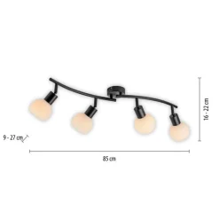 Just Light Flexibler Deckenstrahler Glas Metall inkl E14 3000 K< Flurlampen|Bürolampen
