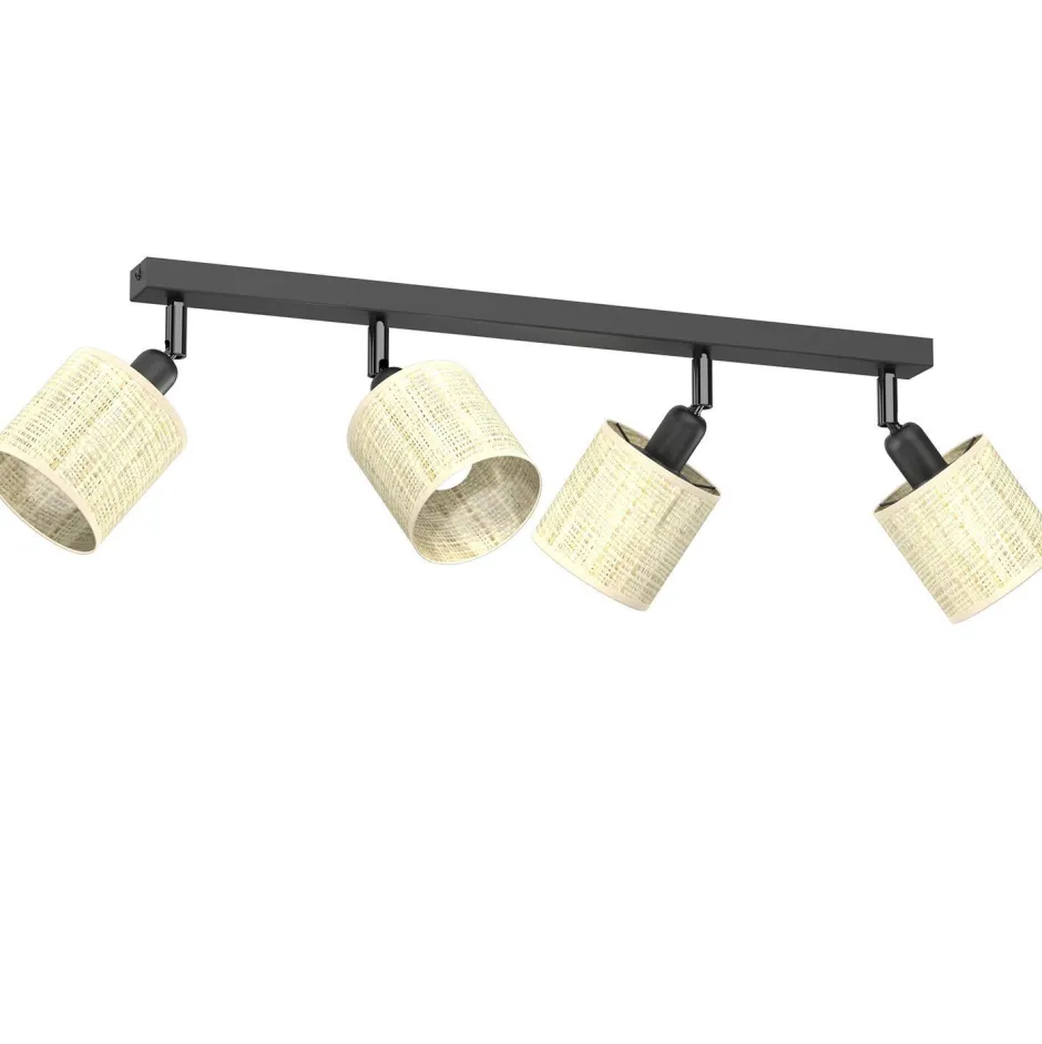 Luminex Flexibler Deckenstrahler Rattan Metall 4-flammig E14< Spots|Flurlampen