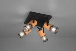 Trio Reality Flexibler Deckenstrahler Metall Holz B:22 cm E14 4-flmg< Flurlampen|Bürolampen