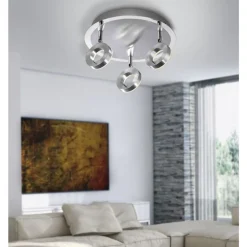 Flurlampen|Bürolampen*Paul Neuhaus Flexibler LED Deckenstrahler in Aluminium IP44 Ø33,5 cm