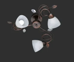 Flurlampen|Bürolampen*Trio Reality Florale Deckenleuchte Metall Glas E14 3-flmg Rost Antik
