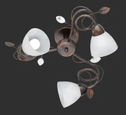 Flurlampen|Bürolampen*Trio Reality Florale Deckenleuchte Metall Glas E14 3-flmg Rost Antik