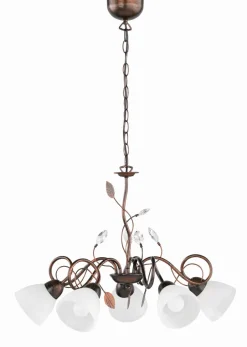 Trio Reality Florale Hängeleuchte Metall Glas 5-flammig Rost Antik< Hängelampen|Bürolampen